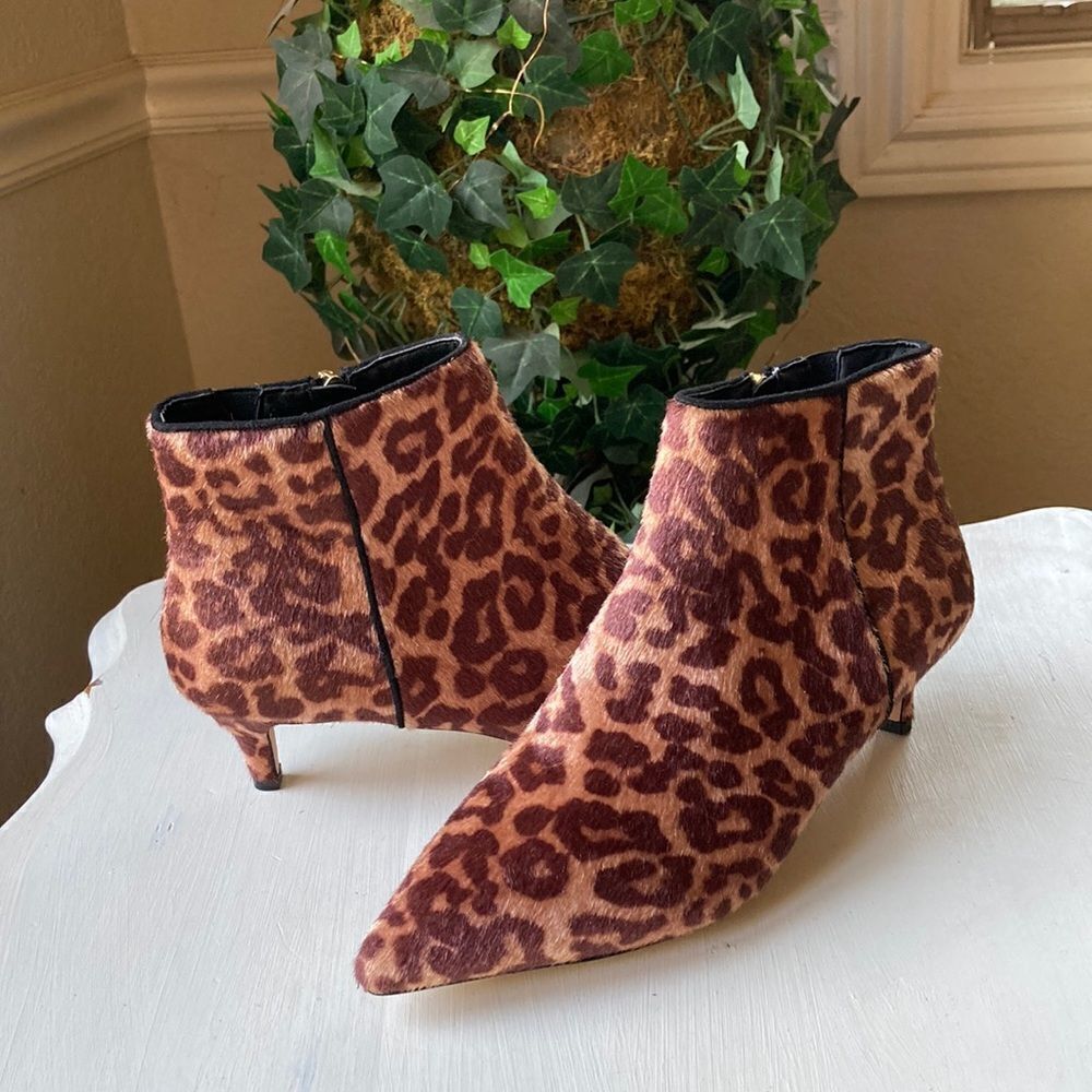 Comfort View Leopard Print Faux Fur Ankle Bootie Size 8M New No Box